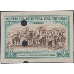 Uruguay 607 1951 Prueba Éxodo del pueblo Oriental Centenario de la muerte del prócer Uruguay 607 1951 Prueba Éxodo del pueblo Oriental Centenario de la muerte del prócer