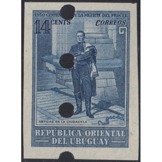 Uruguay 612 1951 Prueba Artigas Centenario de la muerte del prócer 