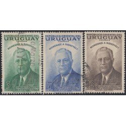 Uruguay 620/22 1953 Homenaje a Roosevelt Usado Uruguay 620/22 1953 Homenaje a Roosevelt Usado