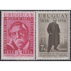 Uruguay 642/43 1956 Centenario del nacimiento del Presidente José Battle y Ordonez MNH Uruguay 642/43 1956 Centenario del nacimiento del Presidente José Battle y Ordonez MNH
