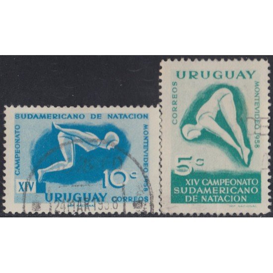 Uruguay 646/47 1958 14º Campeonato Sudamericanos de natación en Montevideo Usado