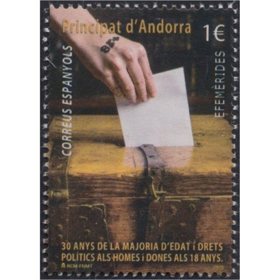 Andorra Española 434 2015 30 Años de la mayoría de edad MNH Andorra Española 434 2015 30 Años de la mayoría de edad MNH