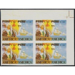 Upaep 1992 Perú Variedad variety Sin dentar Colon Columbus Bl.4