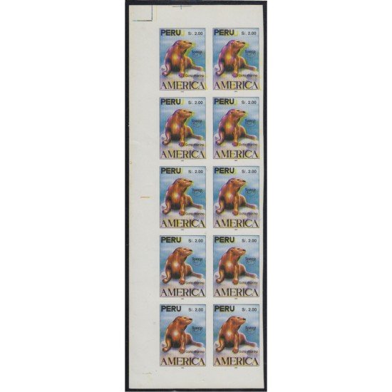 Upaep 1993 Perú Fauna Gato marino sin dentar variedad variety  bl.10