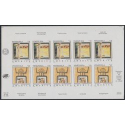 Upaep 1992 Venezuela 1601/02 Sin dentar Imperforated minihojita MNH