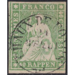 Suiza Switzerland 30 Rappen sentado Verde Matasellado Suiza Switzerland 30 Rappen sentado Verde Matasellado