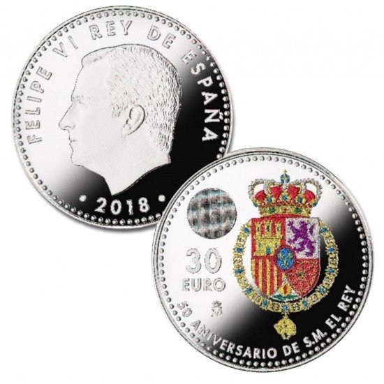 España 2018 30 Euros de plata 30€ Felipe VI Color 