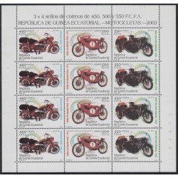 Guinea Ecuatorial 326/28 2004 Minihojita Motocicletas MNH