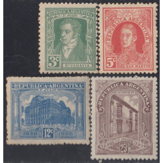 Argentina 310/13 1926 Centenario del sello Rivadavia y San Martín MNH Argentina 310/13 1926 Centenario del sello Rivadavia y San Martín MNH