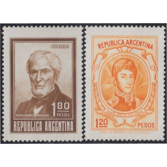 Argentina 953/54 1973 Serie Antigua Gral J. de San Martín y Guillermo Brown MH