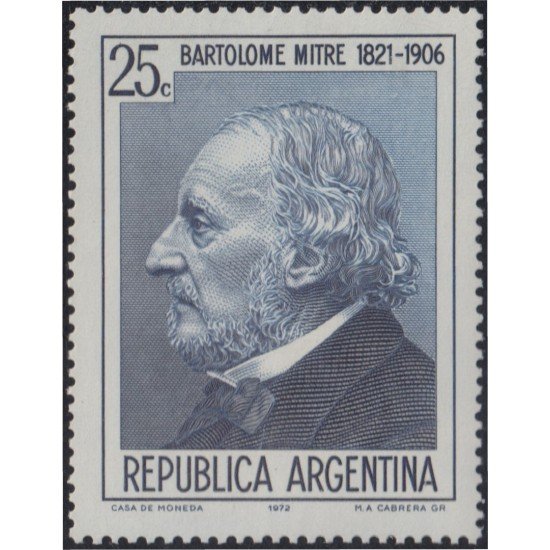 Argentina 930 1972 150 Años del nacimiento de Bartolomé Mitre MNH Argentina 930 1972 150 Años del nacimiento de Bartolomé Mitre MNH