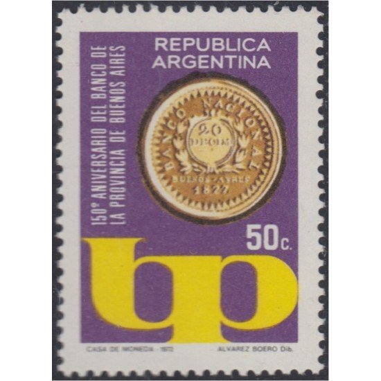 Argentina 938 1973 150 Años del Banco de la provincia de Buenos Aires MNH Argentina 938 1973 150 Años del Banco de la provincia de Buenos Aires MNH