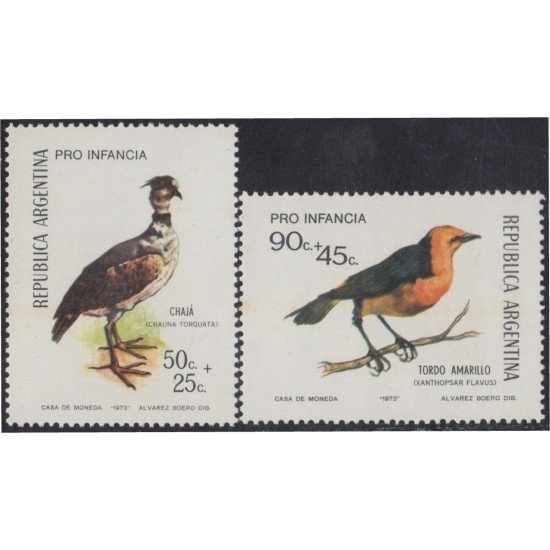 Argentina 941/42 1973 Sobrecarga Pro Infancia Pájaros Birds MNH Argentina 941/42 1973 Sobrecarga Pro Infancia Pájaros Birds MNH