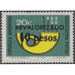 Argentina 1028 1975 Código Postal. Sin Filigrana. Sobrecargado MNH