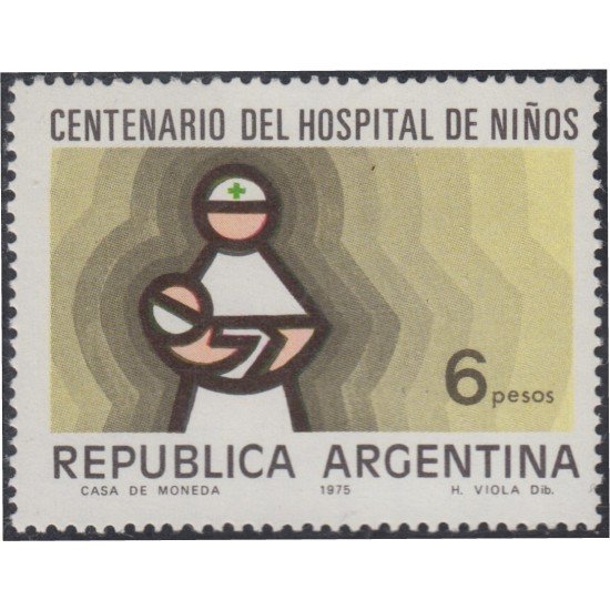 Argentina 1033 1975 Centenario del Hospital de Niños. Filigrana G MNH Argentina 1033 1975 Centenario del Hospital de Niños. Filigrana G MNH