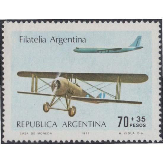 Argentina 1094a 1977 Avión Papel sin fósforo MNH