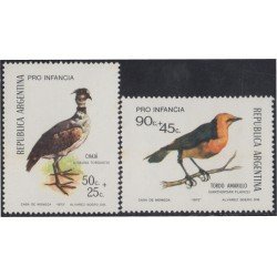 Argentina 941/42 1973 Sobrecarga Pro Infancia Pájaros Birds MH
