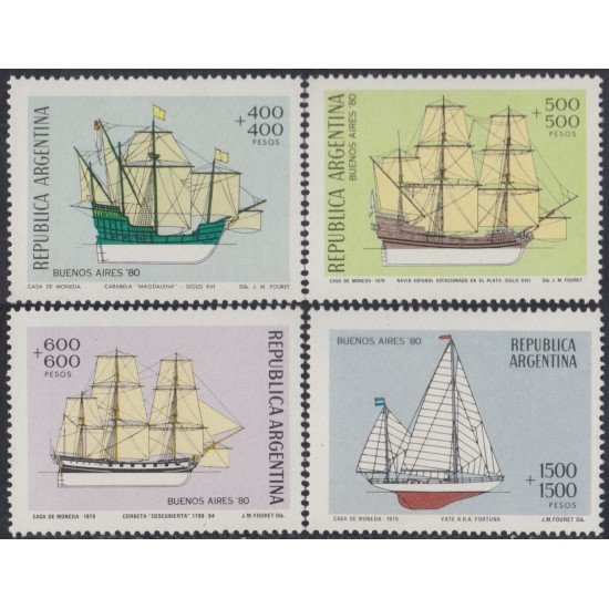 Argentina 1185/88 1979 Exp. Filatélica Internacional Barcos Boats MNH Argentina 1185/88 1979 Exp. Filatélica Internacional Barcos Boats MNH
