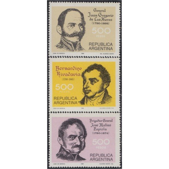 Argentina 1224/26 1980 Personalidades Bernardino Rivadavia José Matias MNH 