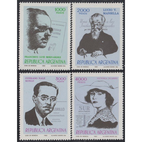 Argentina 1281/84 1982 Escritores argentinos MNH Argentina 1281/84 1982 Escritores argentinos MNH