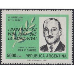 Argentina 1294 1982 10º Aniversario de la muerte de Juan C Sánchez MNH 