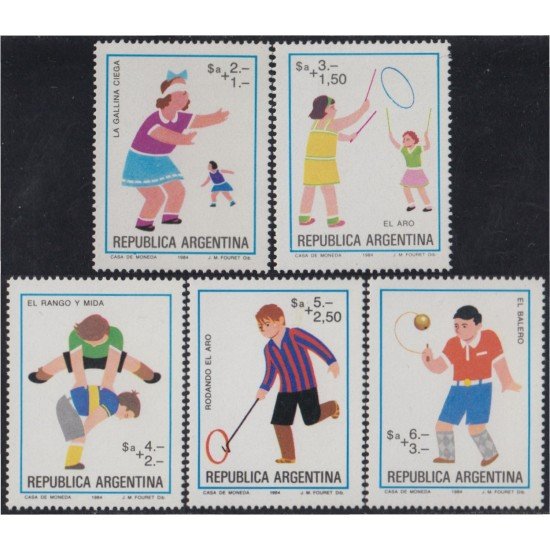 Argentina 1417/21 1984 Filatelia Argentina Juegos infantiles MNH 