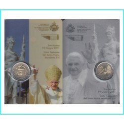 San Marino 2011  Coin Card  Moneda 2 € euro Benedito VXI Palacio del Gobierno 