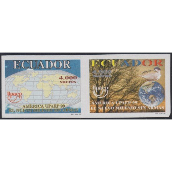 Upaep 1999 Ecuador 1473/74 Sin dentar imperforated Milenio sin armas Upaep 1999 Ecuador 1473/74 Sin dentar imperforated Milenio sin armas