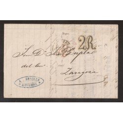 Francia  Carta de Bayona a Zaragoza 1853 