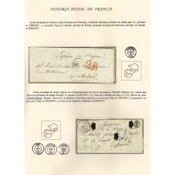 Francia Hoja montada con dos cartas a Madrid 