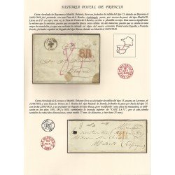 Francia Hoja montada con dos cartas dirigidas a Madrid