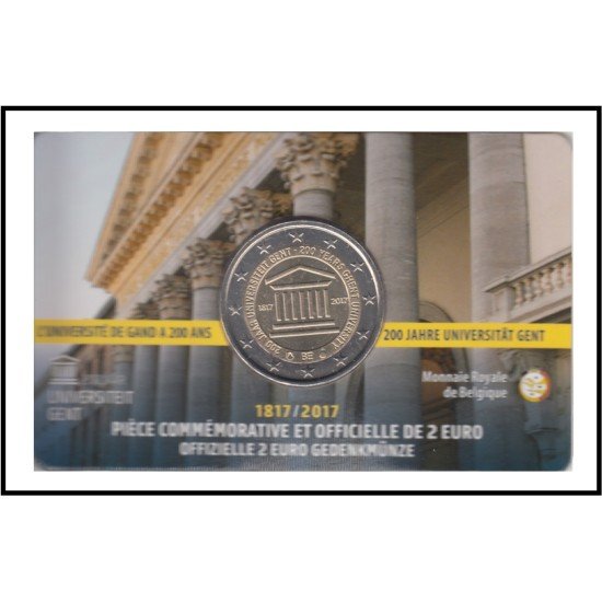 Bélgica 2017 Cartera Oficial Coin Card Moneda 2 € conm Universidad Gante 