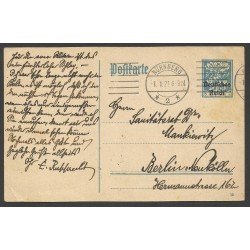 Alemania Postal de Nuremberg a Berlín 1921