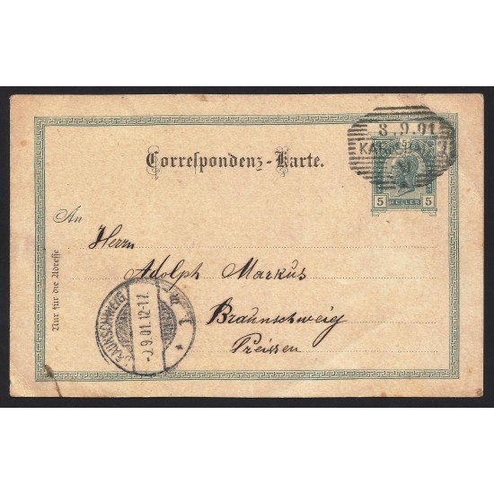 Austria Tarjeta Postal de Carlsbad a Braunschweig (Alemania) 1901