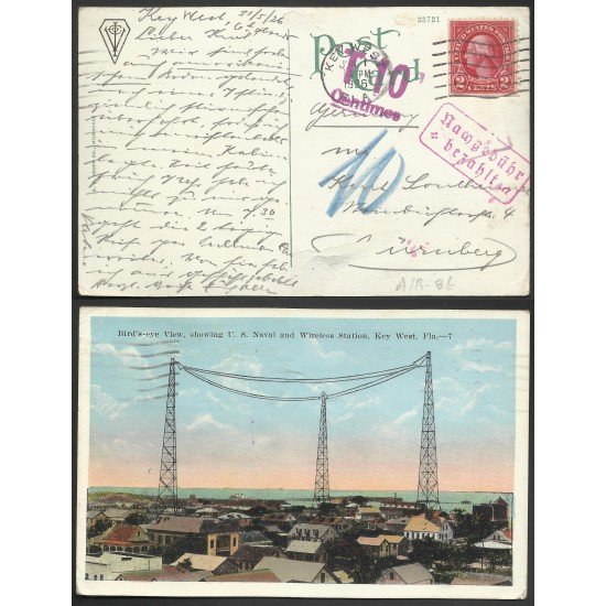 Estados Unidos Postal de Key West a Nuremberg (Alemania) 1926