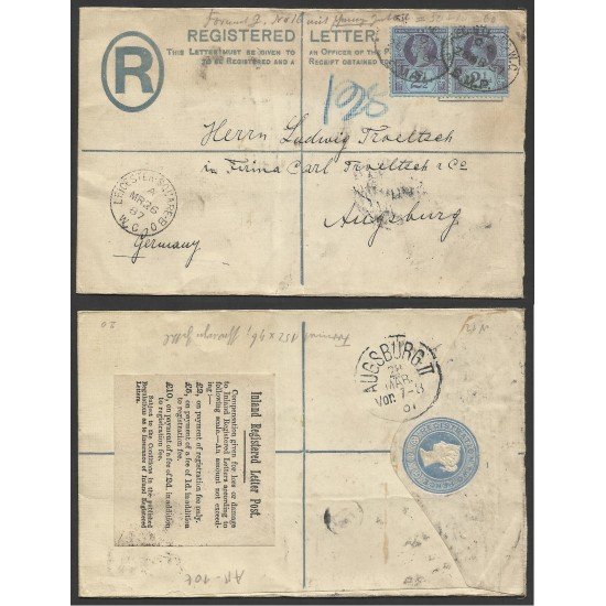 Inglatrerra Carta de Leicester a Augsburg (Alemania) 1887