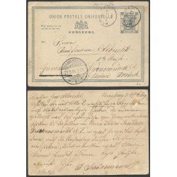 Hong Kong Postal dirigida a Warnemünde (Alemania) 1896 Hong Kong Postal dirigida a Warnemünde (Alemania) 1896