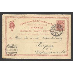 Dinamarca Postal de Aarhaus a Leipzig 1903