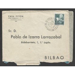 España Carta de Barcelona a Bilbao con Matasello Primer Día 