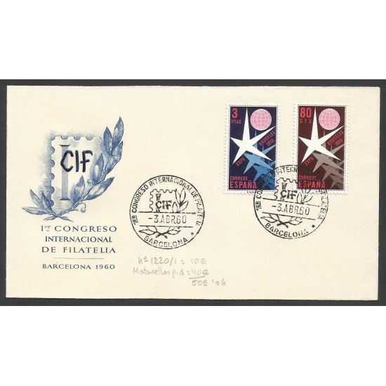 España Sobre Primer Día y Matasello Conmemorativo CIF 1960