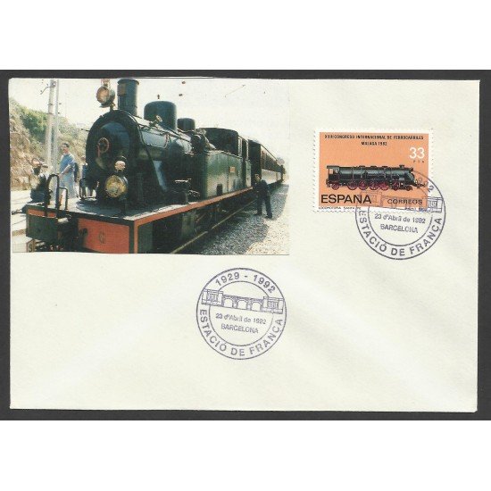 España Carta con Matasello Privado Estación de Francia tren 1992 España Carta con Matasello Privado Estación de Francia tren 1992
