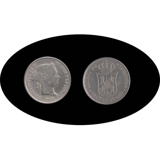Isabel II 1866 40 céntimos de escudo 1866 Madrid plata