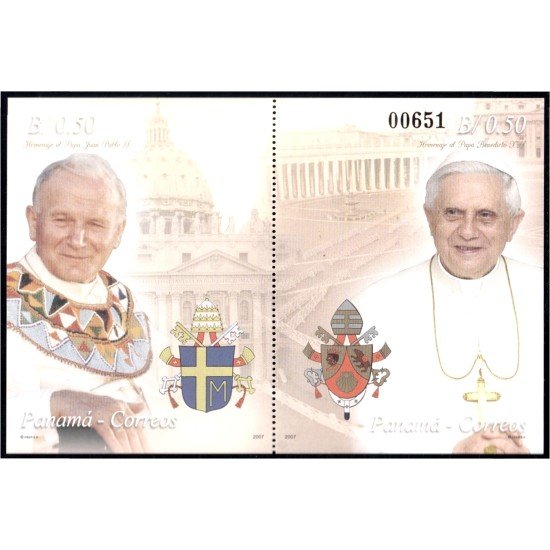 Panama HB 51 2007 Homenaje a SS. Juan Pablo II y Benedicto XVI MNH Panama HB 51 2007 Homenaje a SS. Juan Pablo II y Benedicto XVI MNH