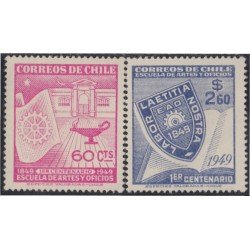 Chile 225/26 1949 Centenario de la Escuela de Artes y Oficios MH