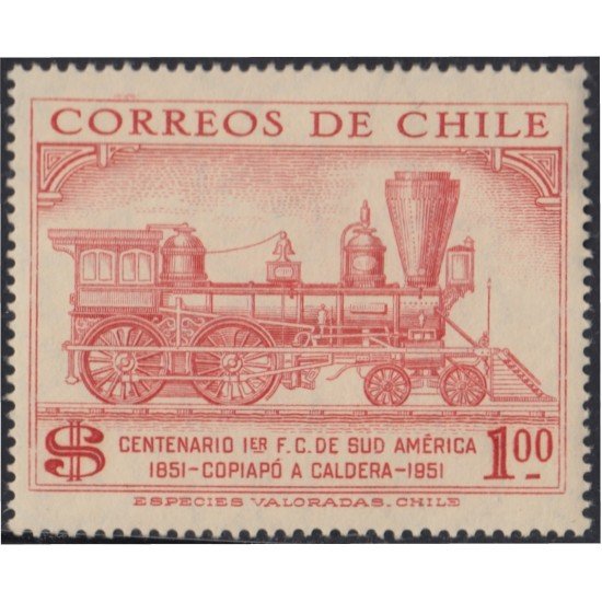 Chile 247 1954 Centenario del 1º Ferrocarril de Sudamérica MNH Chile 247 1954 Centenario del 1º Ferrocarril de Sudamérica MNH
