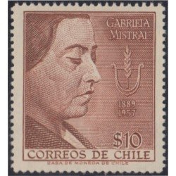 Chile 267 1958 Poetisa Gabriela Mistral Premio Nobel de Literatura MNH Chile 267 1958 Poetisa Gabriela Mistral Premio Nobel de Literatura MNH