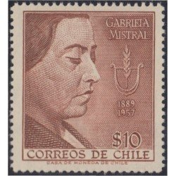 Chile 267 1958 Poetisa Gabriela Mistral Premio Nobel de Literatura MH Chile 267 1958 Poetisa Gabriela Mistral Premio Nobel de Literatura MH