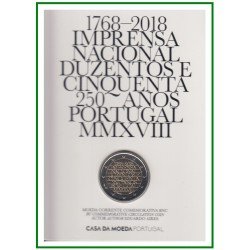 Portugal 2018 Cartera Oficial Coin Card Moneda 2 € Av. Imprenta 