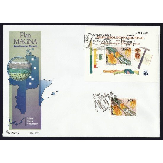 España 4036 2003  HB + sello con matasello y Sobre Primer Día Plan Magna
