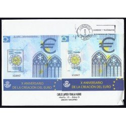 España 4496 2009 HB con matasello y Sobre X Aniversario creación del euro España 4496 2009 HB con matasello y Sobre X Aniversario creación del euro